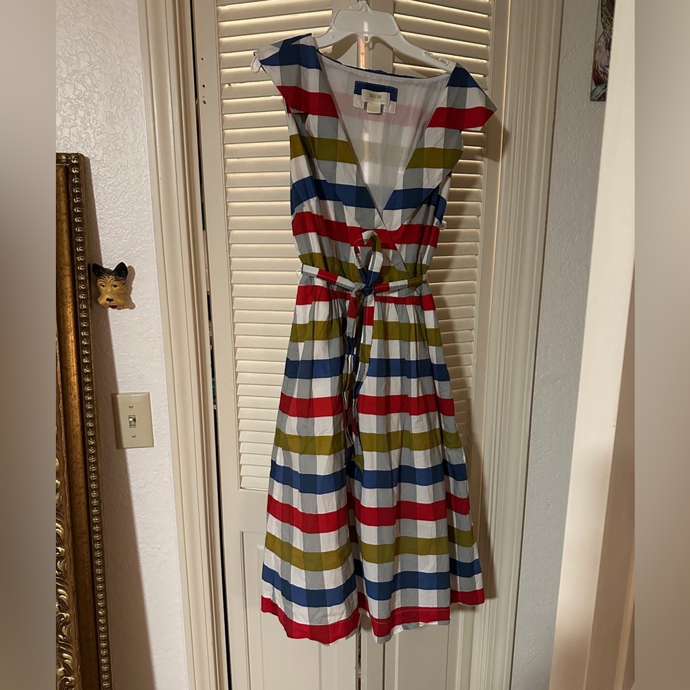 Maeve Anthropologie plaid check Cricket Club faux wrap